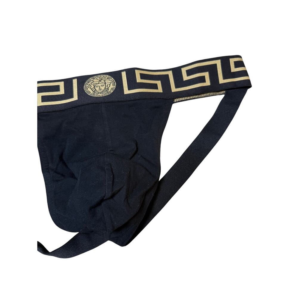 Versace Medusa Stretch Cotton Jock Strap in Black Size 6/L - Picture 5 of 11